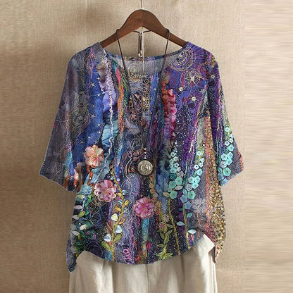 Retro-inspired relaxed blouse for women | Anya -9