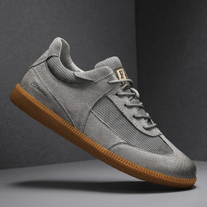 Stitched detail leather-look trainers for men | Calvino -4
