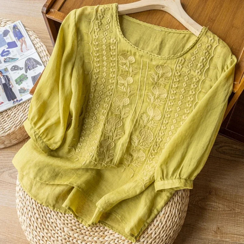 Relaxed everyday linen blouse for women | Maeve -8