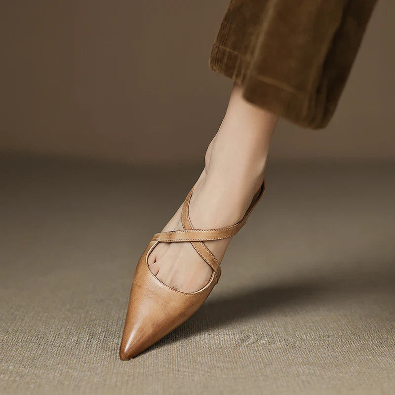 Classic genuine leather slip-on mules for women | Aluna -8