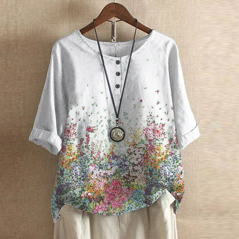 Retro-inspired relaxed blouse for women | Anya -7