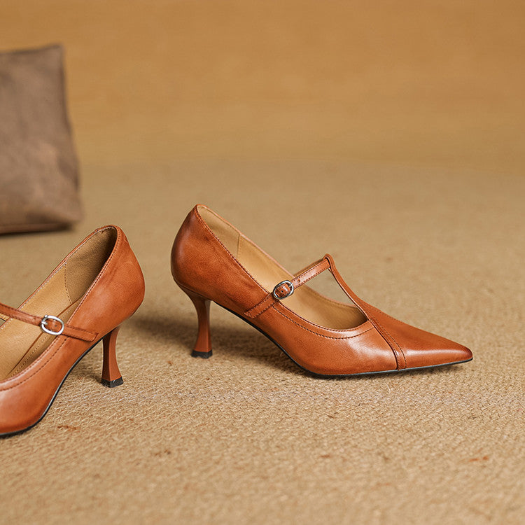 Elegant genuine leather heels for women | Lorena -7