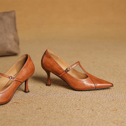 Elegant genuine leather heels for women | Lorena -7