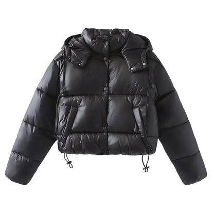Hooded quilted puffer winter coat for women -1