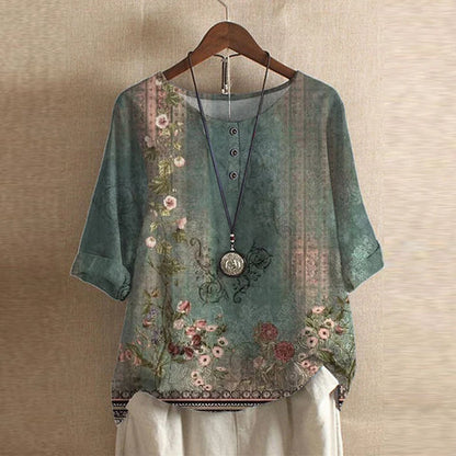 Retro-inspired relaxed blouse for women | Anya -1