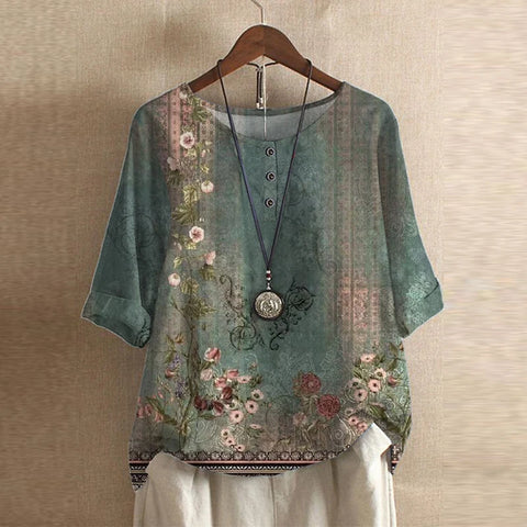 Retro-inspired relaxed blouse for women | Anya -1