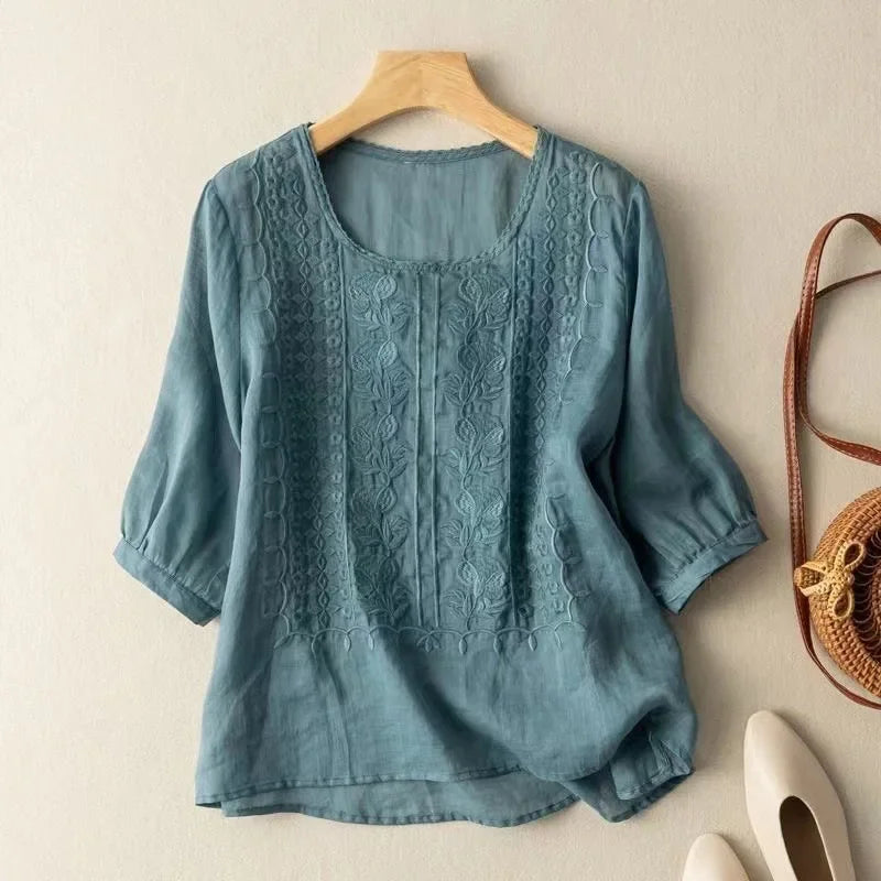 Relaxed everyday linen blouse for women | Maeve -1