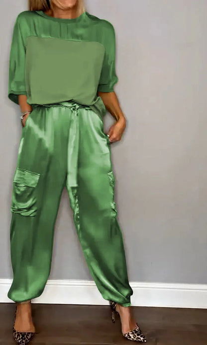 Elegant satin luxe flow set for women | Grace -5