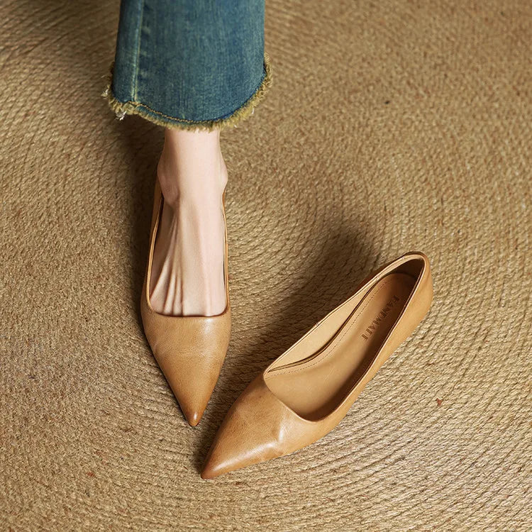 Elegant genuine leather block heels for women | Anok -19