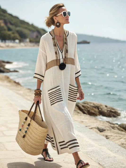 Shifted Maxi summer dress with flowing silhouette for women | Angela