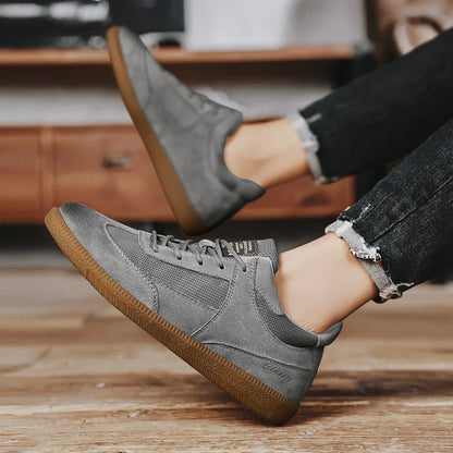 Stitched detail leather-look trainers for men | Calvino -7