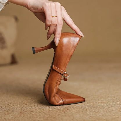 Elegant genuine leather heels for women | Lorena -5