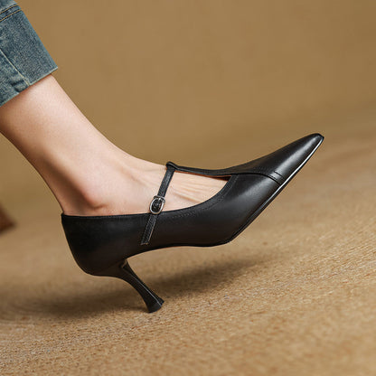 Elegant genuine leather heels for women | Lorena -11