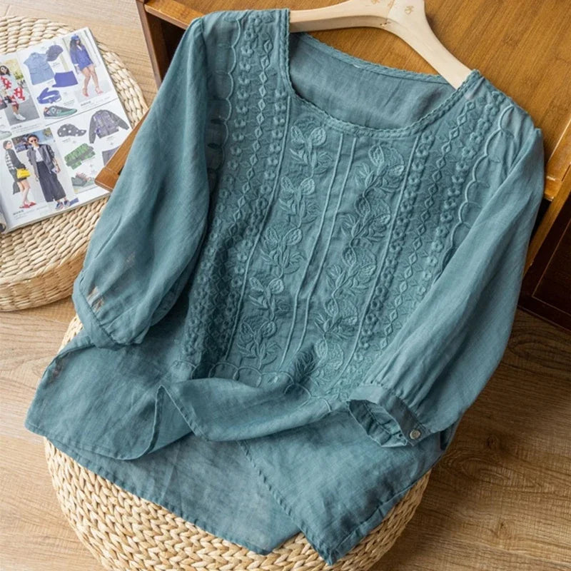 Relaxed everyday linen blouse for women | Maeve -2