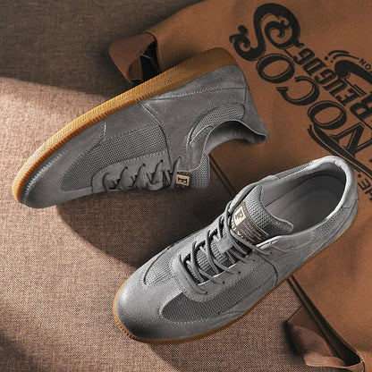 Stitched detail leather-look trainers for men | Calvino -6