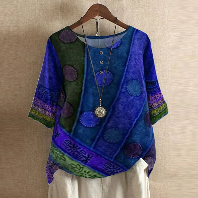Retro-inspired relaxed blouse for women | Anya -5