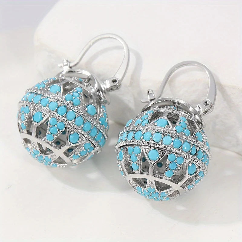 Heritage Globe drop earrings with filigree-inspired detail for women | Elowyn