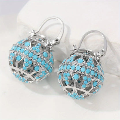 Heritage Globe drop earrings with filigree-inspired detail for women | Elowyn