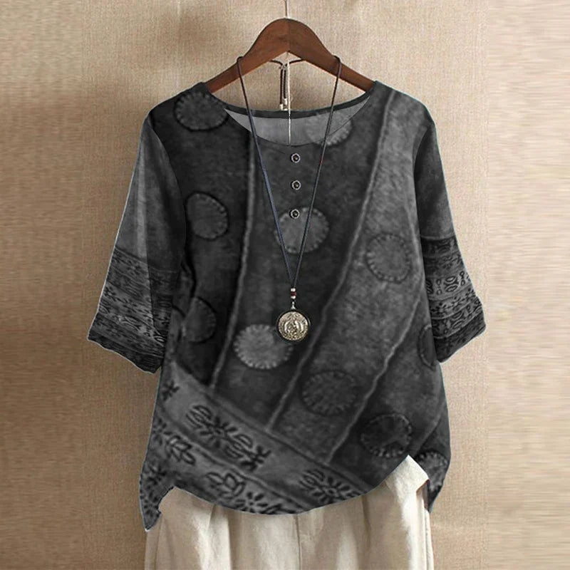 Retro-inspired relaxed blouse for women | Anya -2