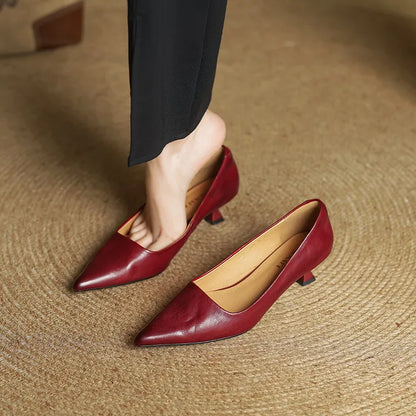 Elegant genuine leather block heels for women | Anok -2