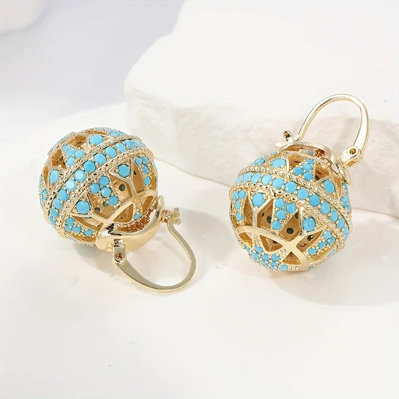 Heritage Globe drop earrings with filigree-inspired detail for women | Elowyn