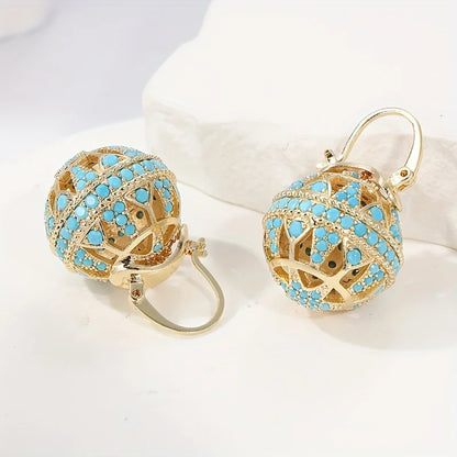 Heritage Globe drop earrings with filigree-inspired detail for women | Elowyn