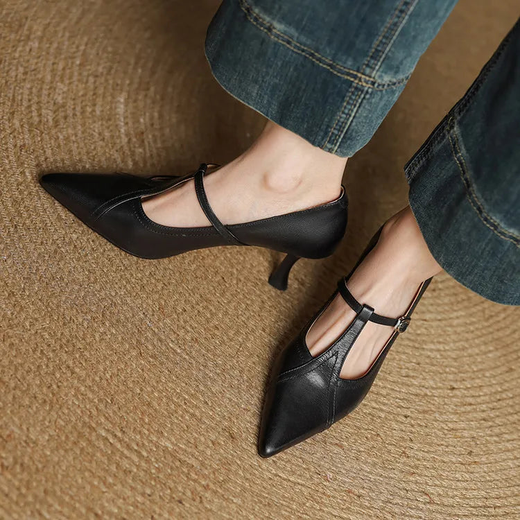 Elegant genuine leather heels for women | Lorena -13