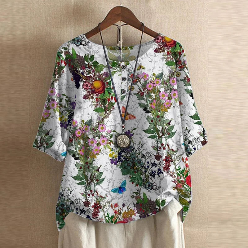 Retro-inspired relaxed blouse for women | Anya -10