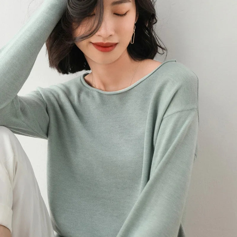 Soft relaxed mist knit top for women | Elara -7