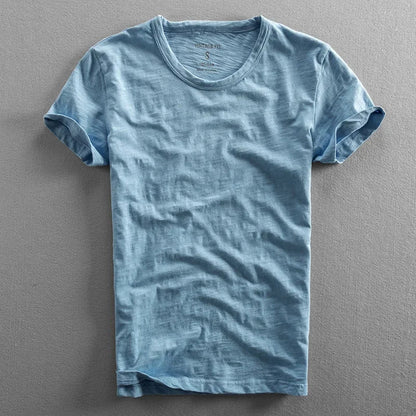 Minimalist O-neck vintage tee for men -4