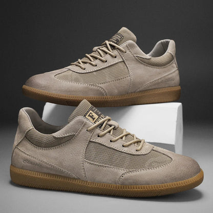 Stitched detail leather-look trainers for men | Calvino -2