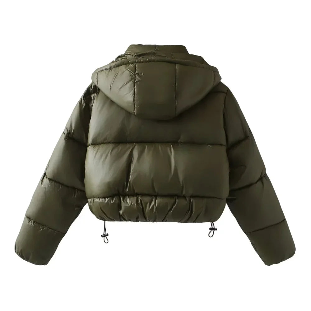 Hooded quilted puffer winter coat for women -3