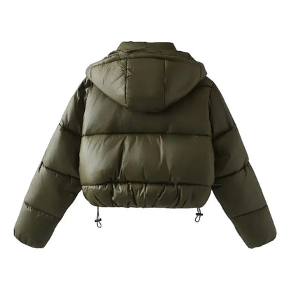 Hooded quilted puffer winter coat for women -3