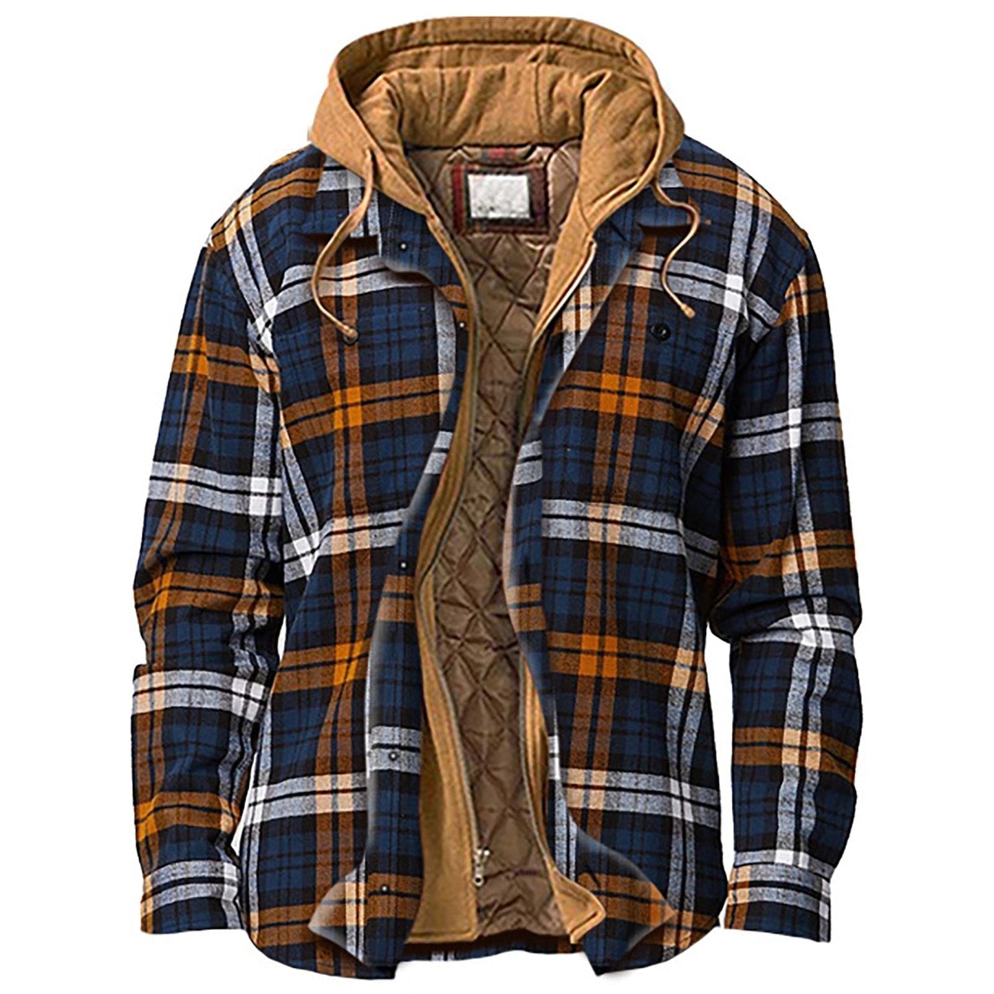 Vintage Lined check overshirt jacket with hood for men | Hendrik