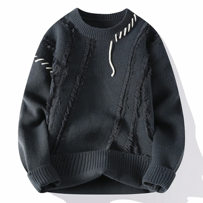 Brushed Knitted sweater with patchwork pattern for men | Jasper