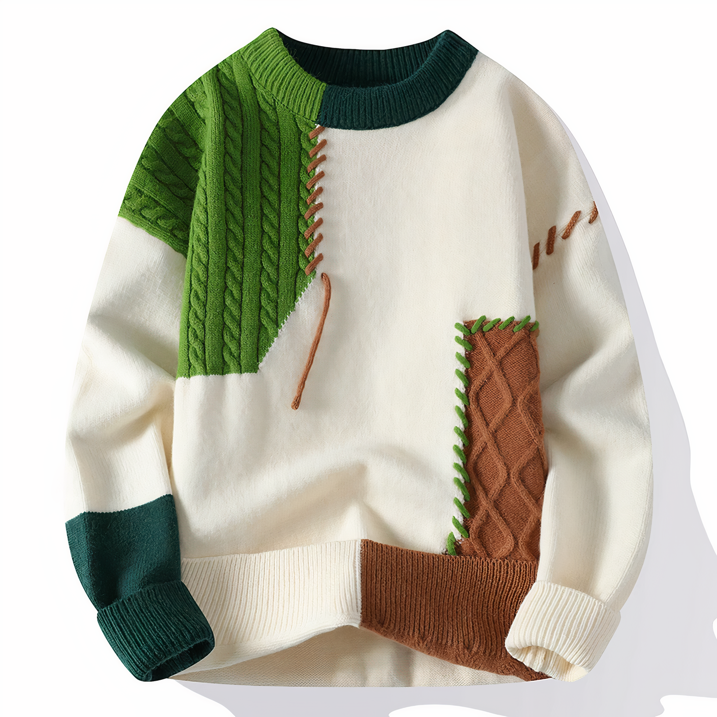Brushed Knitted sweater with patchwork pattern for men | Jasper