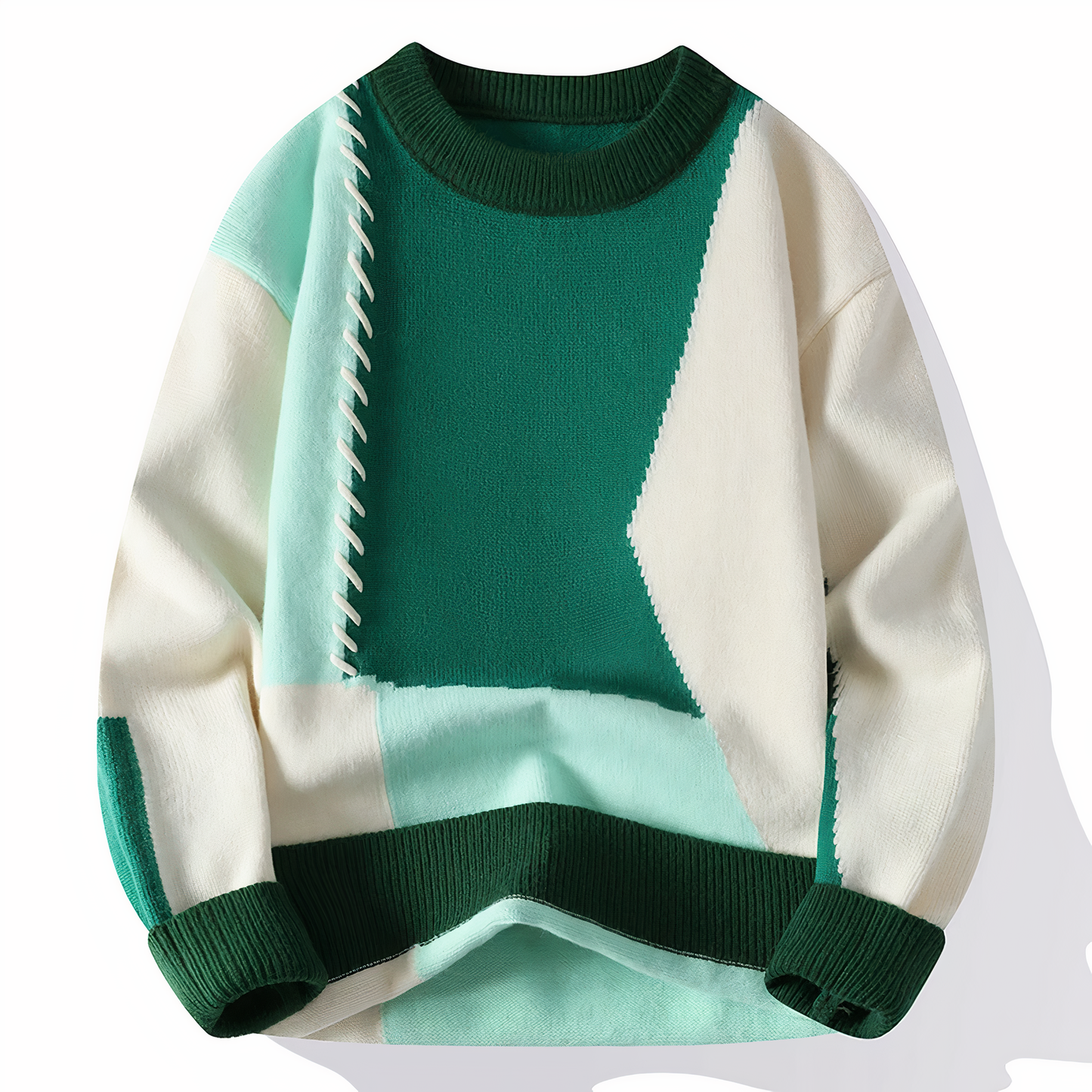 Brushed Knitted sweater with patchwork pattern for men | Jasper