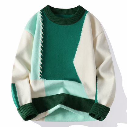 Brushed Knitted sweater with patchwork pattern for men | Jasper