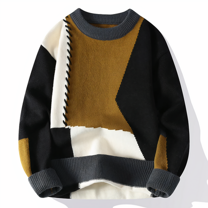 Brushed Knitted sweater with patchwork pattern for men | Jasper