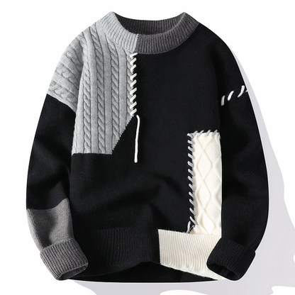 Brushed Knitted sweater with patchwork pattern for men | Jasper