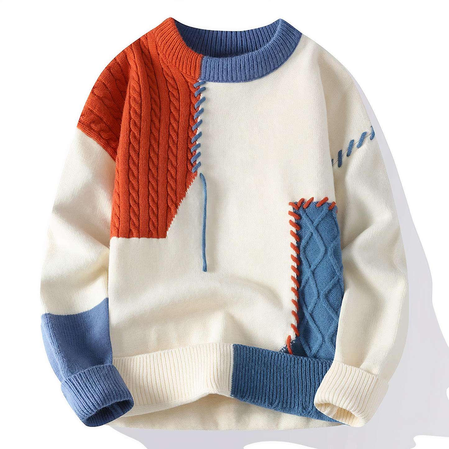 Brushed Knitted sweater with patchwork pattern for men | Jasper