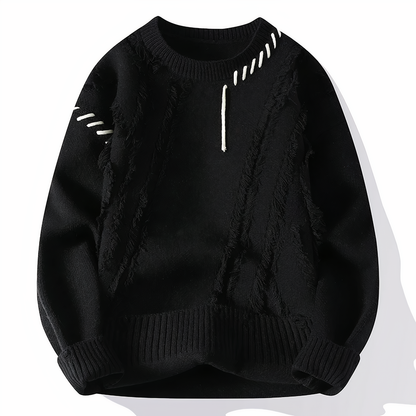 Brushed Knitted sweater with patchwork pattern for men | Jasper