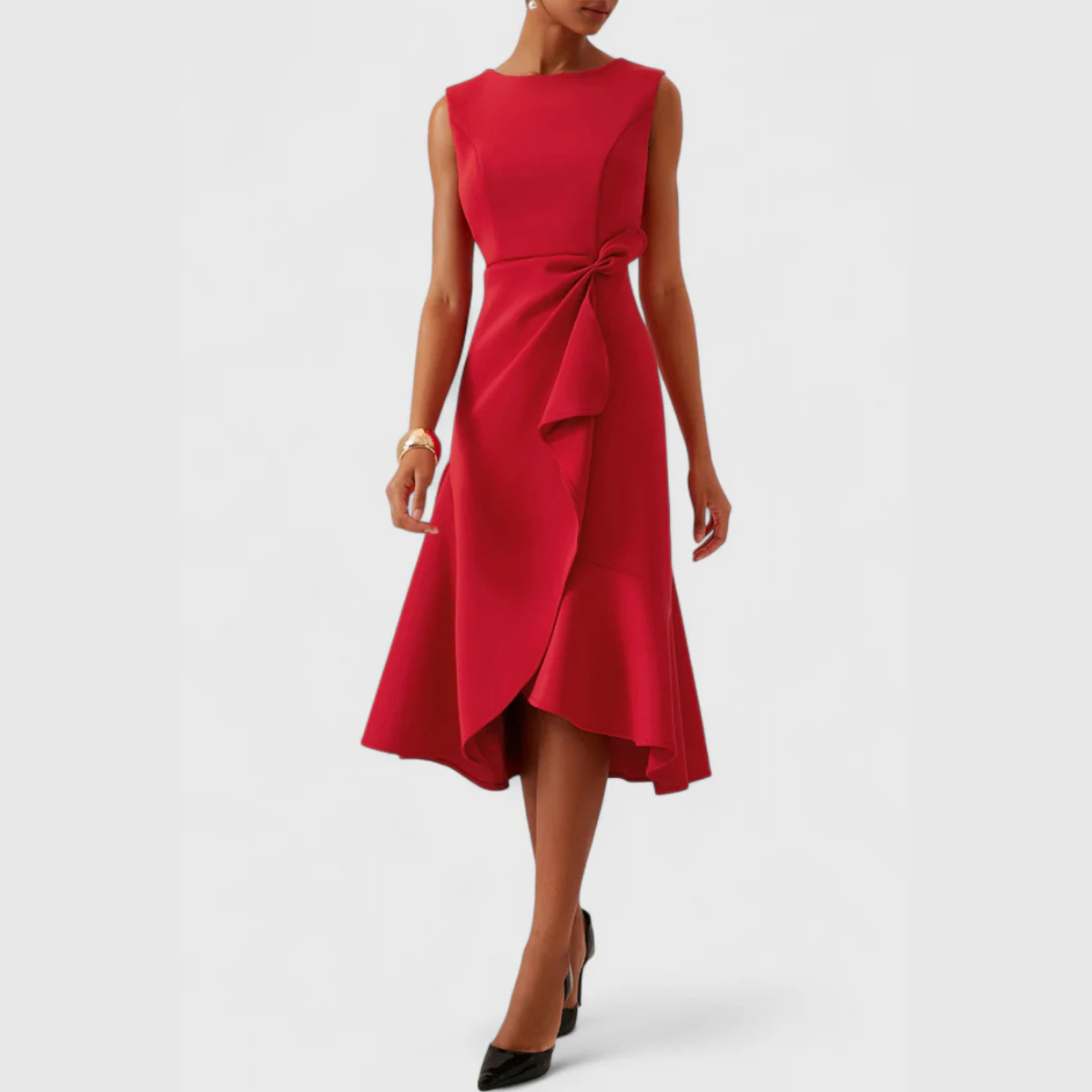 Draped asymmetric everyday midi dress for women | Sheila -15
