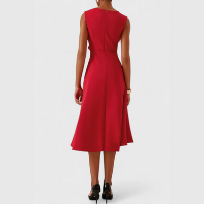 Draped asymmetric everyday midi dress for women | Sheila -16