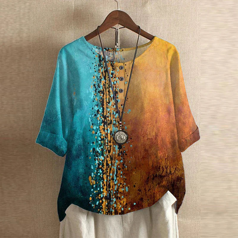 Retro-inspired relaxed blouse for women | Anya -8