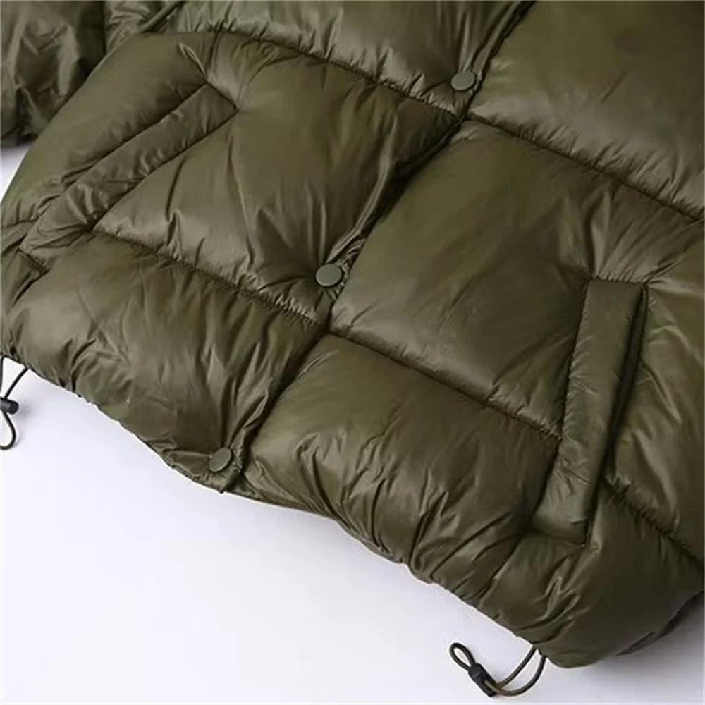 Hooded quilted puffer winter coat for women -5