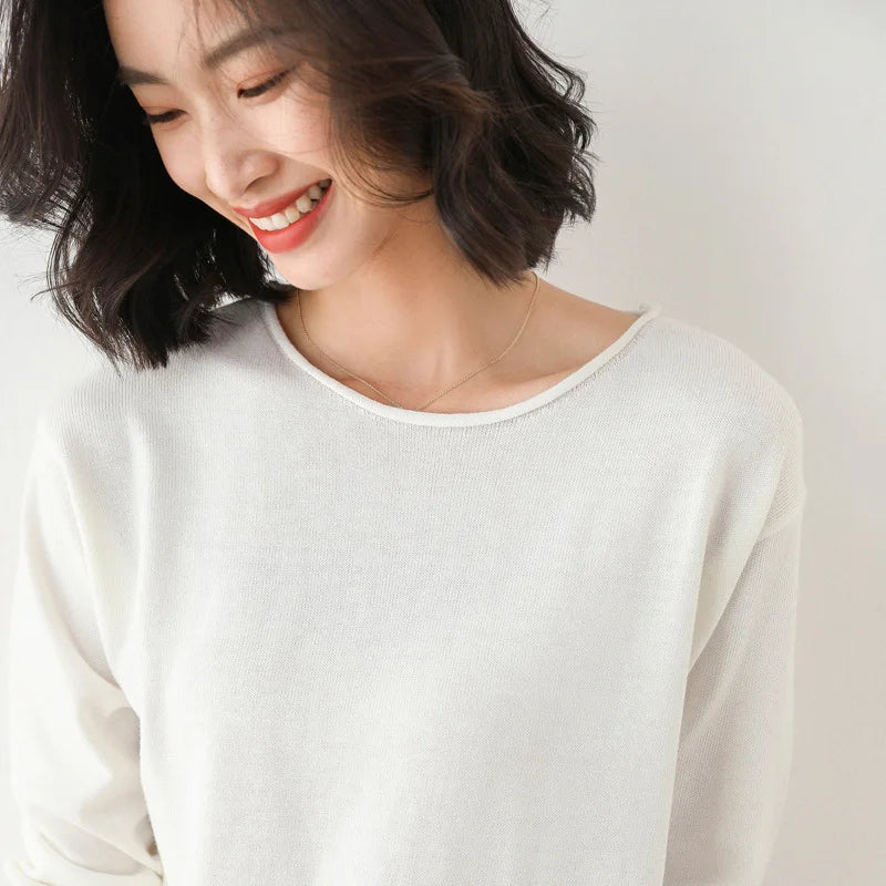 Soft relaxed mist knit top for women | Elara -3