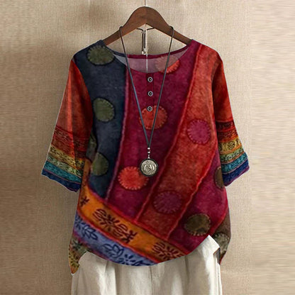 Retro-inspired relaxed blouse for women | Anya -4