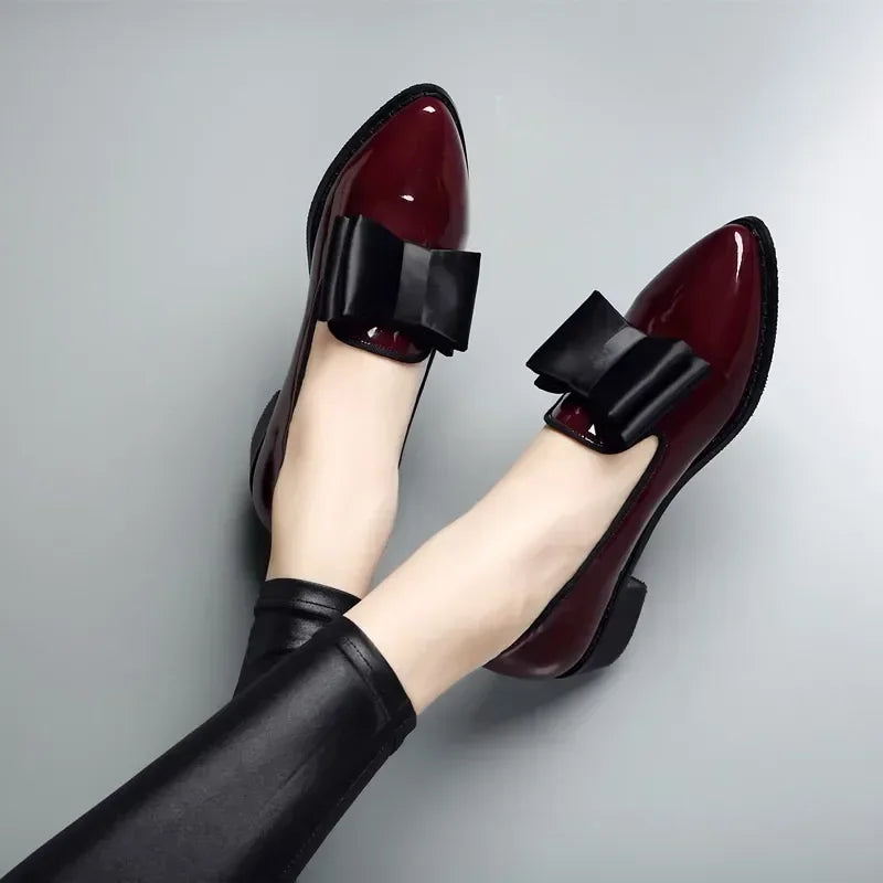 Chic bow tie detail block heel shoes for women | Penelope -6
