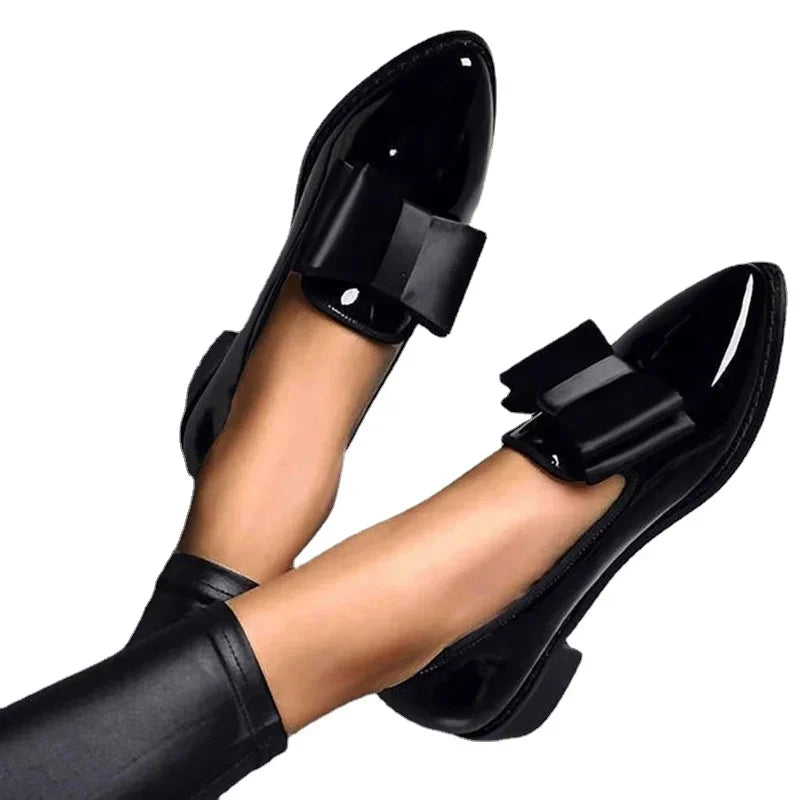 Chic bow tie detail block heel shoes for women | Penelope -5